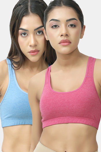 Buy Lady Lyka Soft Strechable Sports Bra (Pack of 2) - Multicolor